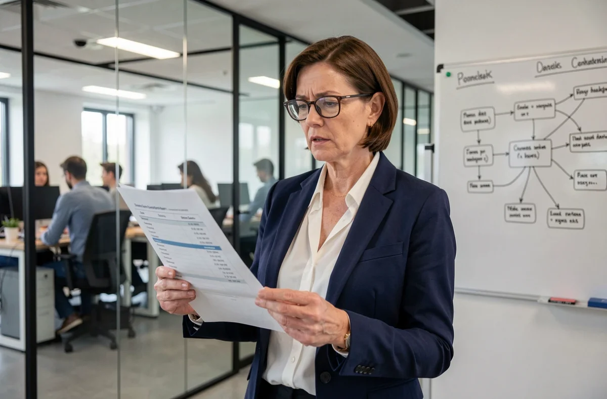 Chercheuse en cybersécurité analysant l'historique de redirection d'un nom de domaine dans un espace de coworking
