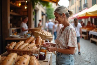 Femme d'âge moyen choisissant une confiture artisanale