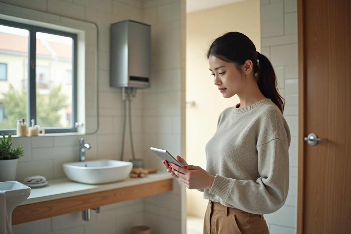 Jeune femme regardant une tablette près d