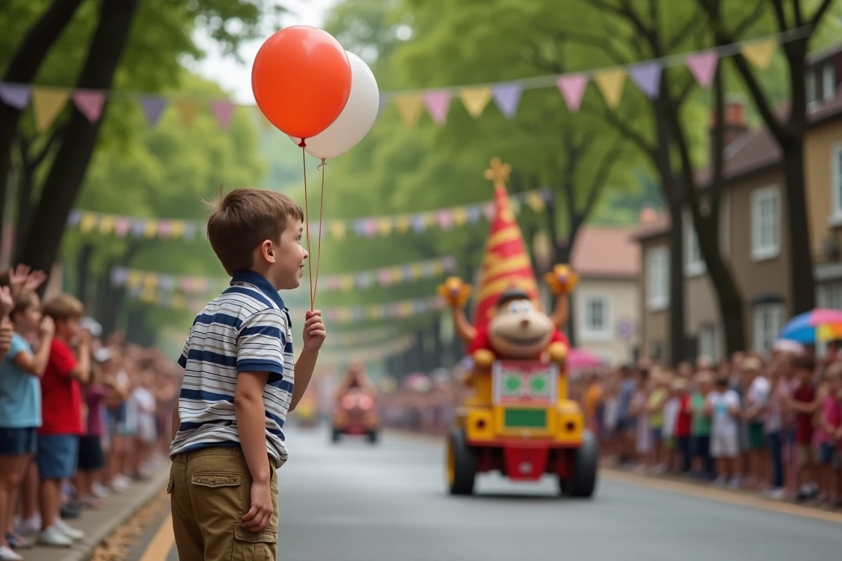 Jeune garçon regardant un défilé lors d