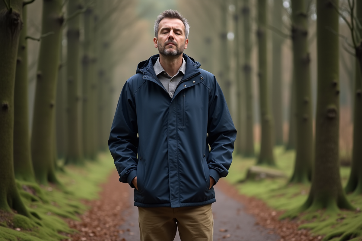 Homme méditant dans une forêt paisible